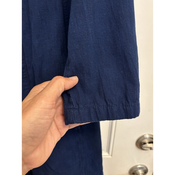 EILEEN FISHER Organic Cotton Duster Cardigan Open Front Blue XS pockets - Picture 4 of 10